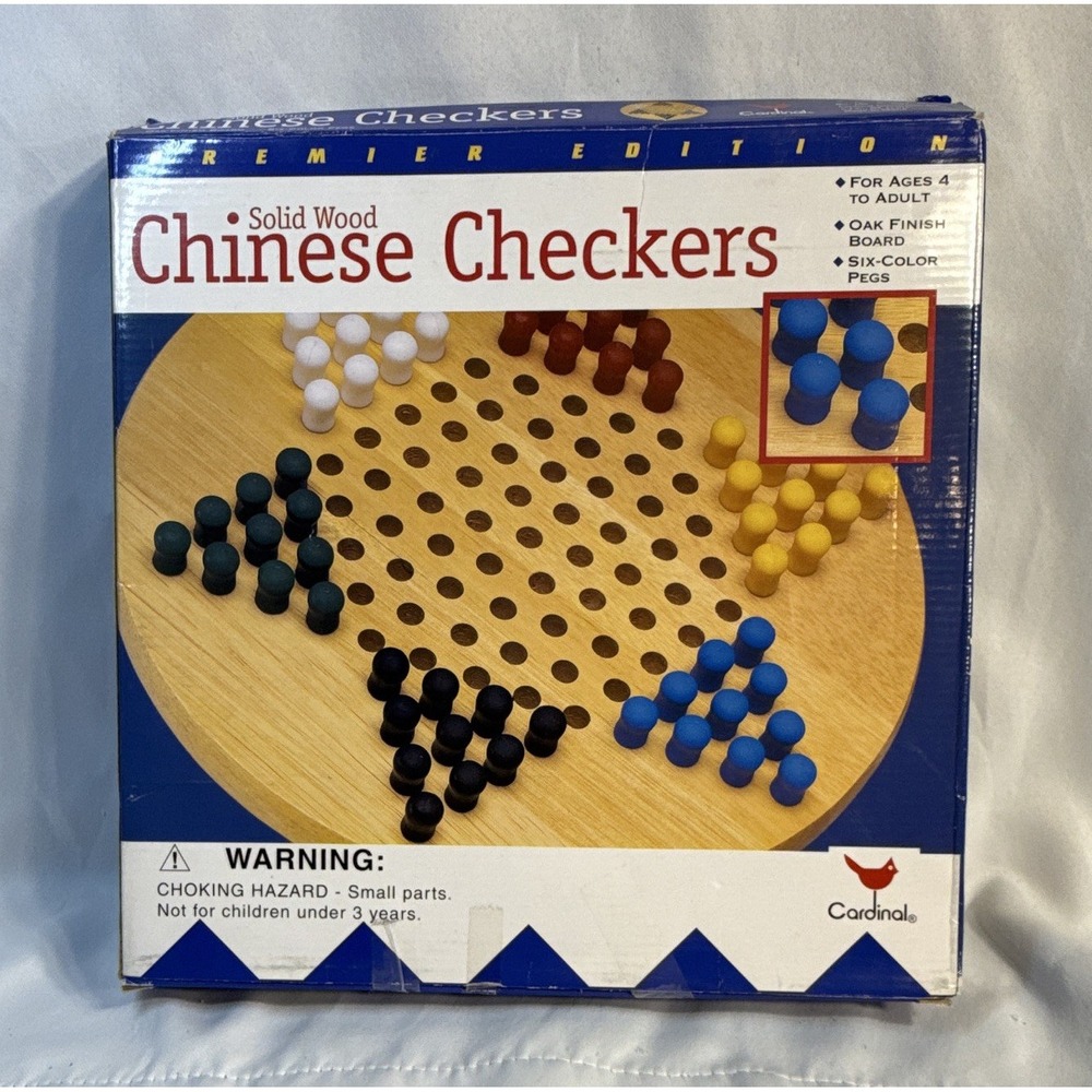 Cardinal Premier Edition Chinese Checkers Solid Wood Oak Board No Pegs